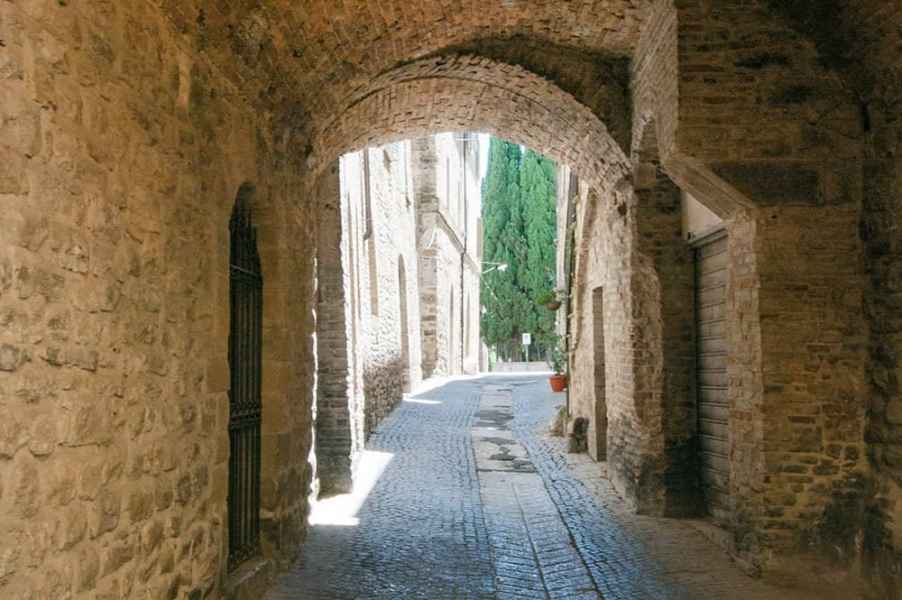 The alleys of the historic center of Bevagna, one of the most beautiful medieval villages in Umbria. Bevagna to discover