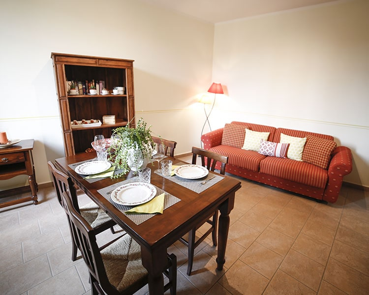 In living area there is a large sofa bed - Le Muse holiday apartment Bevagna, Umbria, Italy